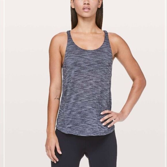 Lululemon Heathered Black Moment To Movement 2-In-1 Tank Top Size 2 - Picture 1 of 8